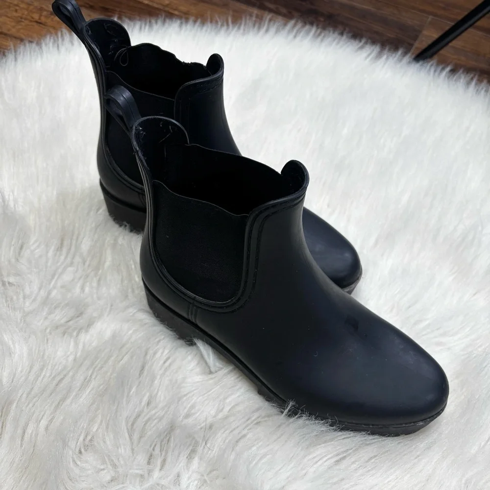 Jeffrey Campbell Black Chelsea Short Rubber Rain Boots size 6